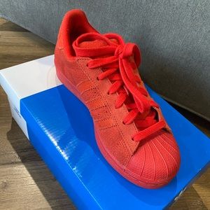 all red shell toe adidas